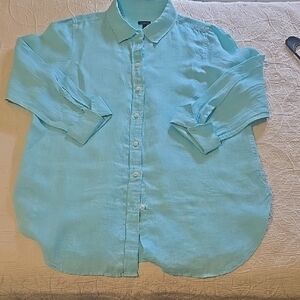 Talbots Aqua Linen Tunic Top